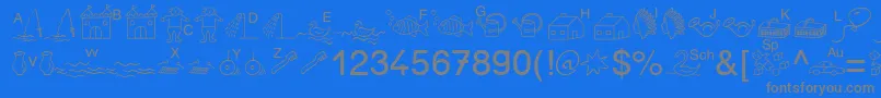 フォントSpAnlaut5Db – 青い背景に灰色の文字