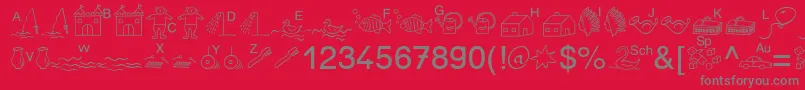 フォントSpAnlaut5Db – 赤い背景に灰色の文字