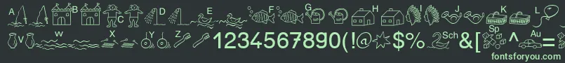 Fonte SpAnlaut5Db – fontes verdes em um fundo preto