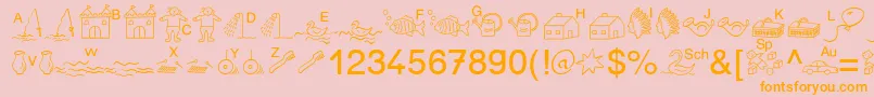 フォントSpAnlaut5Db – オレンジの文字がピンクの背景にあります。