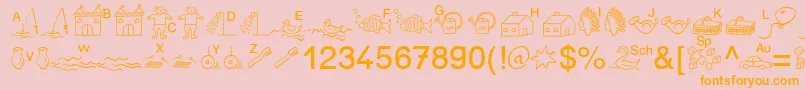Saiba mais sobre a fonte SpAnlaut5Db Fonte SpAnlaut5Db – fontes laranjas em um fundo rosa