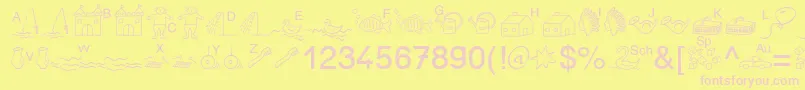 SpAnlaut5Db Font – Pink Fonts on Yellow Background