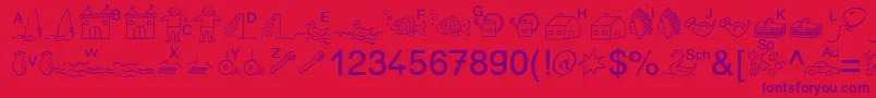 フォントSpAnlaut5Db – 赤い背景に紫のフォント