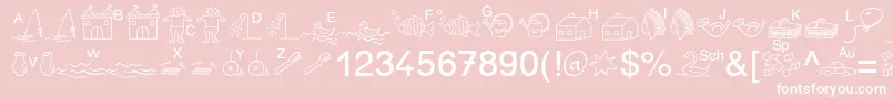SpAnlaut5Db-fontti – valkoiset fontit vaaleanpunaisella taustalla