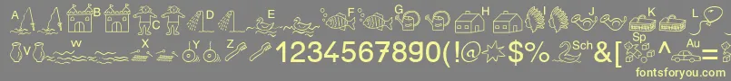 SpAnlaut5Db-fontti – keltaiset fontit harmaalla taustalla
