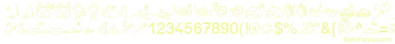 SpAnlaut5Db-fontti – keltaiset fontit valkoisella taustalla
