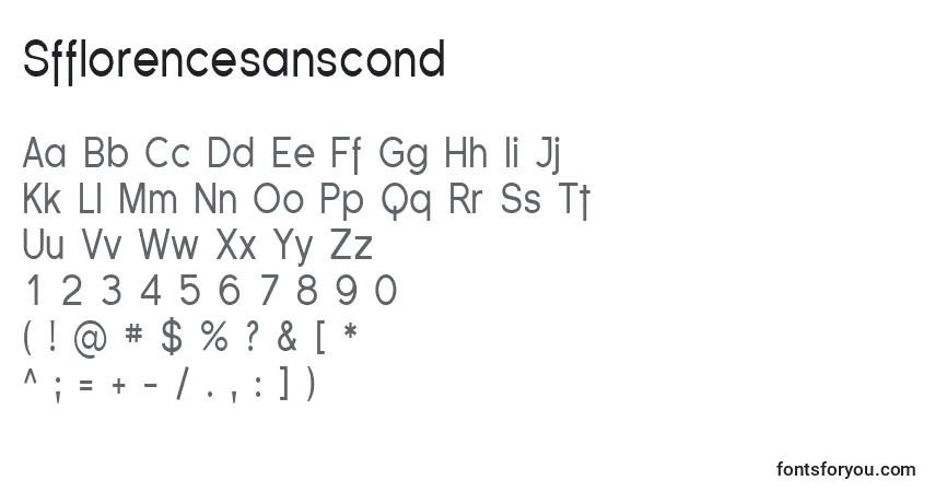 Шрифт Sfflorencesanscond – алфавит, цифры, специальные символы