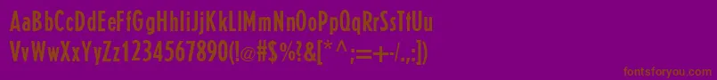 E821SansRegular-fontti – ruskeat fontit violetilla taustalla