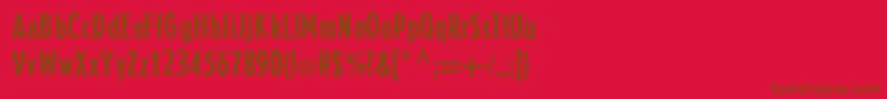 E821SansRegular-fontti – ruskeat fontit punaisella taustalla