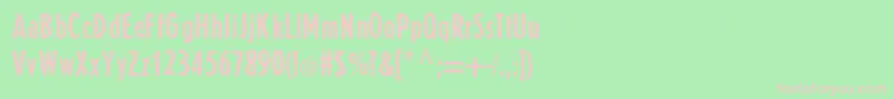 E821SansRegular-fontti – vaaleanpunaiset fontit vihreällä taustalla
