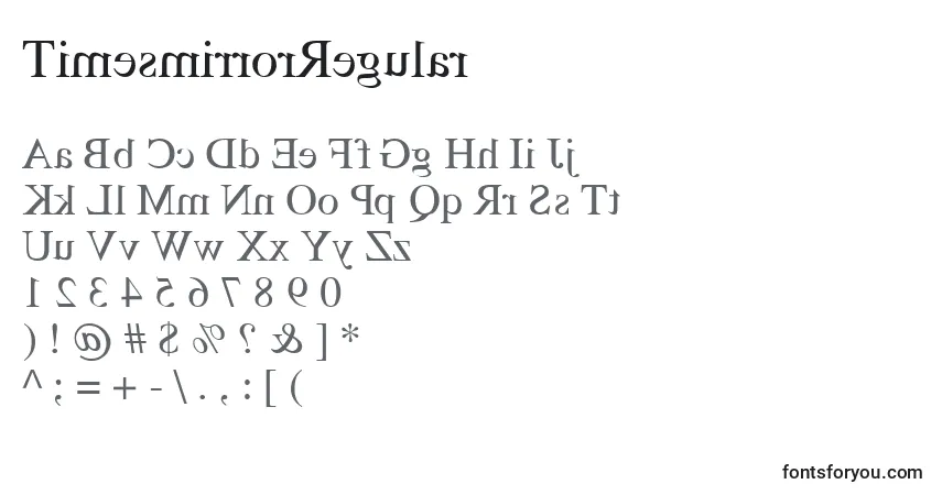 A fonte TimesmirrorRegular – alfabeto, números, caracteres especiais