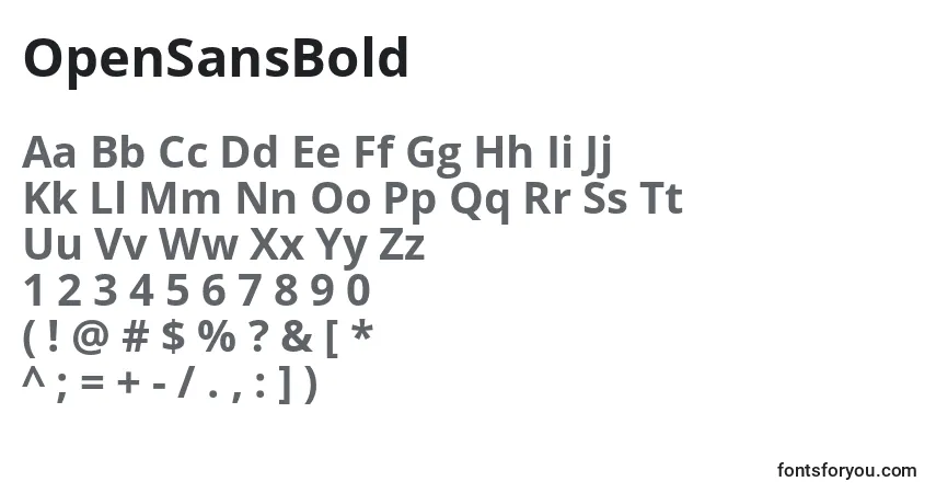 Шрифт OpenSansBold – алфавит, цифры, специальные символы