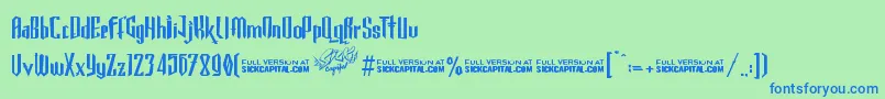 GothickellashortFree Font – Blue Fonts on Green Background