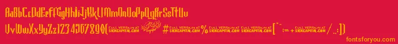 GothickellashortFree Font – Orange Fonts on Red Background