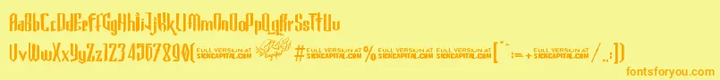 GothickellashortFree Font – Orange Fonts on Yellow Background