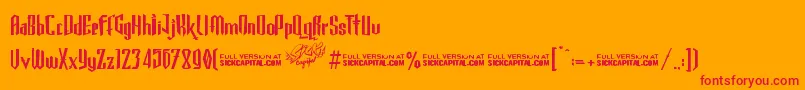 GothickellashortFree Font – Red Fonts on Orange Background