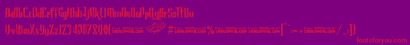 GothickellashortFree-Schriftart – Rote Schriften auf violettem Hintergrund