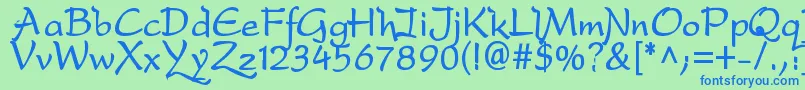 フォントDfdroB – 青い文字は緑の背景です。