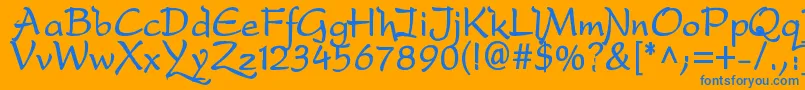 DfdroB-Schriftart – Blaue Schriften auf orangefarbenem Hintergrund