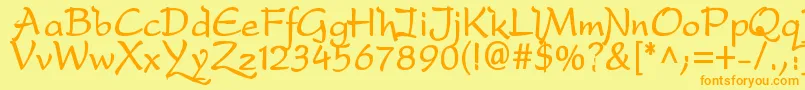 DfdroB Font – Orange Fonts on Yellow Background