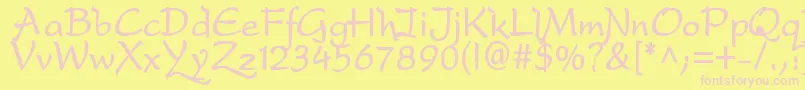 DfdroB-fontti – vaaleanpunaiset fontit keltaisella taustalla