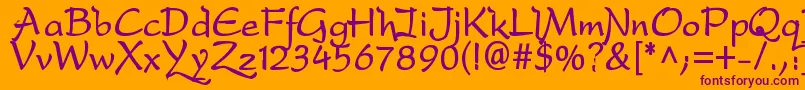 DfdroB-fontti – violetit fontit oranssilla taustalla