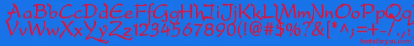 DfdroB-fontti – punaiset fontit sinisellä taustalla