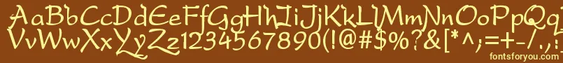 DfdroB-fontti – keltaiset fontit ruskealla taustalla