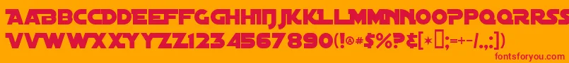 DistantGalaxyAlternate-Schriftart – Rote Schriften auf orangefarbenem Hintergrund