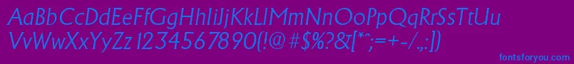 AdelonserialLightItalic Font – Blue Fonts on Purple Background