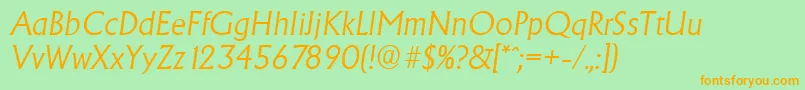 AdelonserialLightItalic Font – Orange Fonts on Green Background