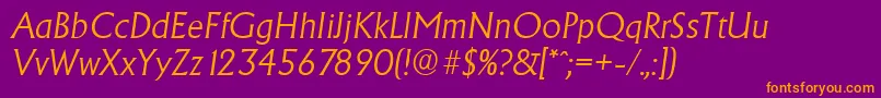 AdelonserialLightItalic Font – Orange Fonts on Purple Background