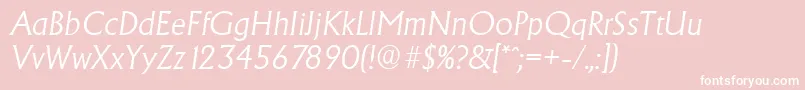 Fonte AdelonserialLightItalic – fontes brancas em um fundo rosa