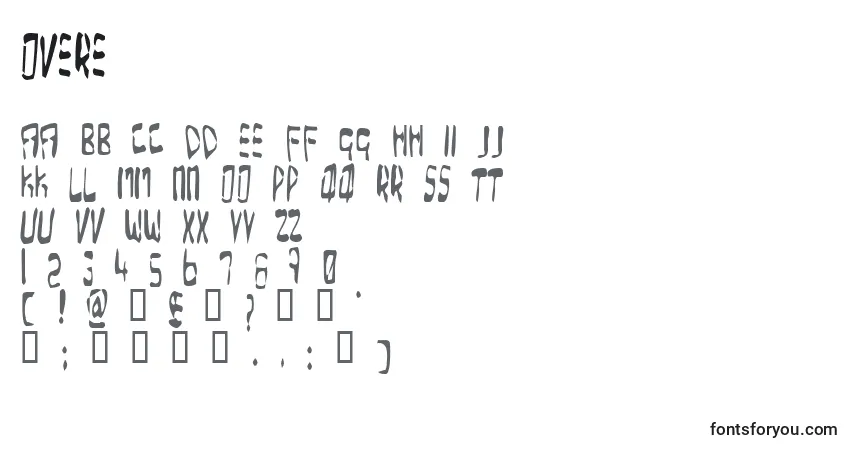 Czcionka Overe – alfabet, cyfry, specjalne znaki
