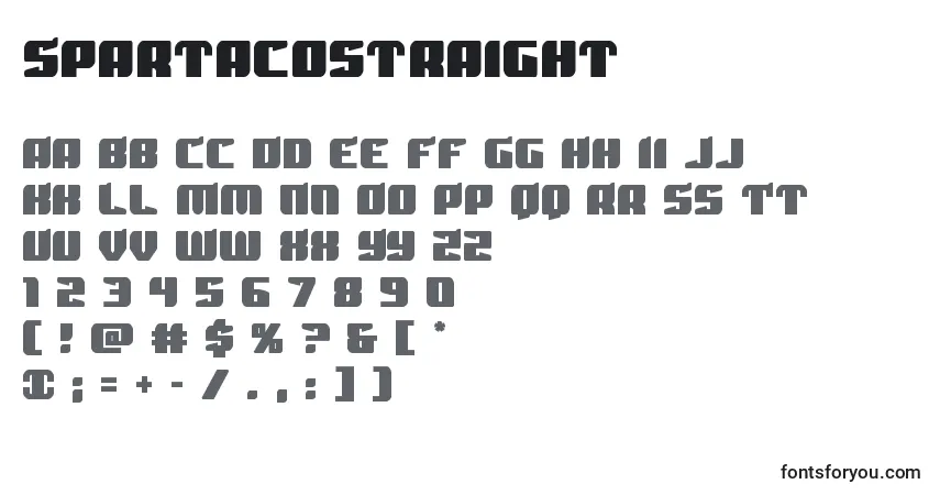 Czcionka Spartacostraight – alfabet, cyfry, specjalne znaki