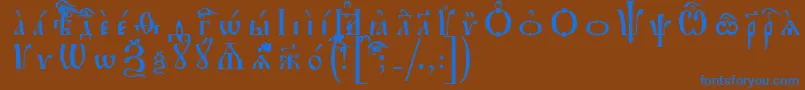 IrmologionIeucsSpacedout Font – Blue Fonts on Brown Background