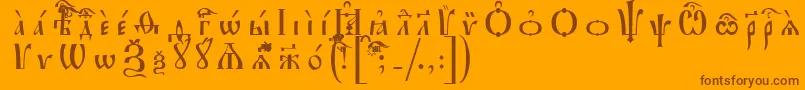 Czcionka IrmologionIeucsSpacedout – brązowe czcionki na pomarańczowym tle