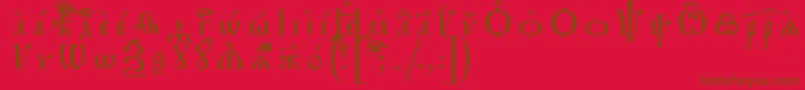 IrmologionIeucsSpacedout Font – Brown Fonts on Red Background