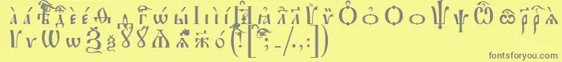 Czcionka IrmologionIeucsSpacedout – szare czcionki na żółtym tle