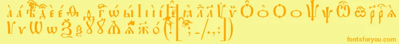 IrmologionIeucsSpacedout Font – Orange Fonts on Yellow Background