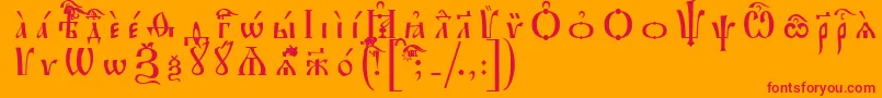 フォントIrmologionIeucsSpacedout – オレンジの背景に赤い文字