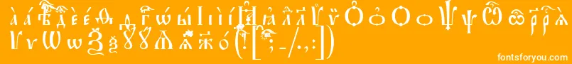 Шрифт IrmologionIeucsSpacedout – белые шрифты на оранжевом фоне