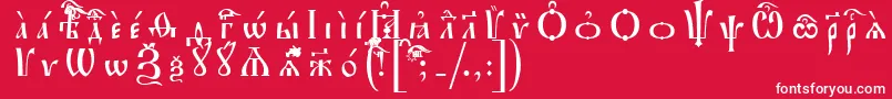 フォントIrmologionIeucsSpacedout – 赤い背景に白い文字