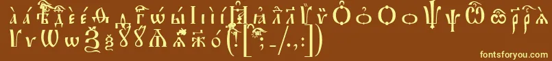 Czcionka IrmologionIeucsSpacedout – żółte czcionki na brązowym tle