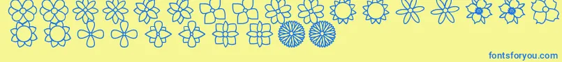 FlowersSt Font – Blue Fonts on Yellow Background