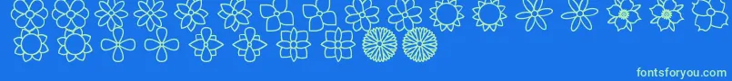 FlowersSt Font – Green Fonts on Blue Background