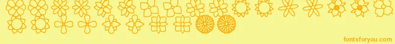 Fonte FlowersSt – fontes laranjas em um fundo amarelo