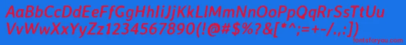 AveriasanslibreBolditalic Font – Red Fonts on Blue Background