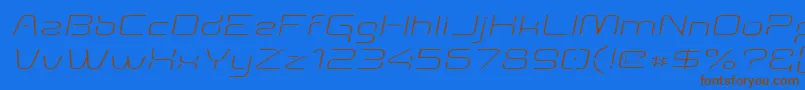 Aunchantedthinexpandedoblique-Schriftart – Braune Schriften auf blauem Hintergrund