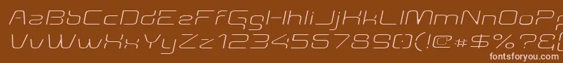 フォントAunchantedthinexpandedoblique – 茶色の背景にピンクのフォント